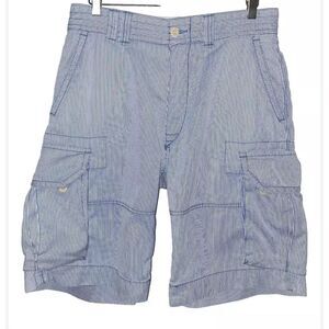 POLO Ralph Lauren Blue White Pinstripes Cargo Shorts Size 33
